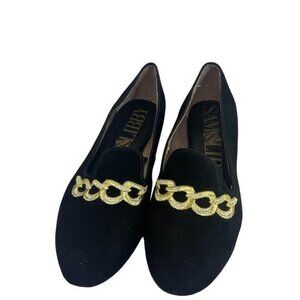 Vintage 90s Sam And Libby Black Gold Velveteen Loafers 8